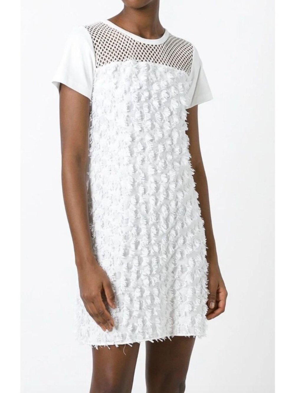NWT See By Chloé Fringed white shortsleeve mini dress size medium